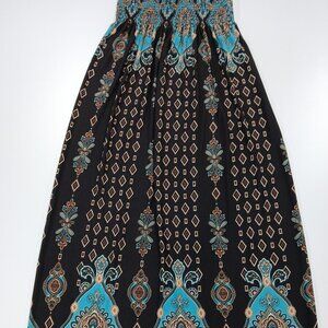 Bailey Blue Strapless Tube Top Maxi Dress Chocolate Teal Multicolor Y2K 90s LG